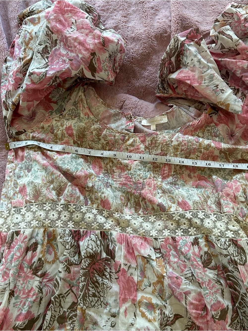 LoveShackFancy Rose and Cream Floral Tiered Maxi Dress - Picture 10 of 12